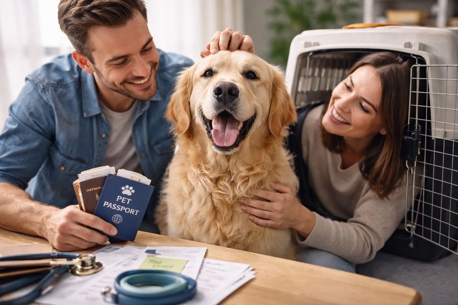 Dog waiting to travel